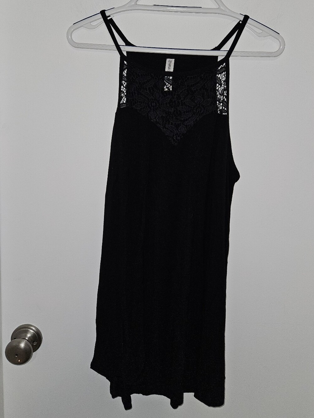 Zenana‎ Set Of 2 Black And Ivory Lace Yoke Women's Tank Dress Mini XL
